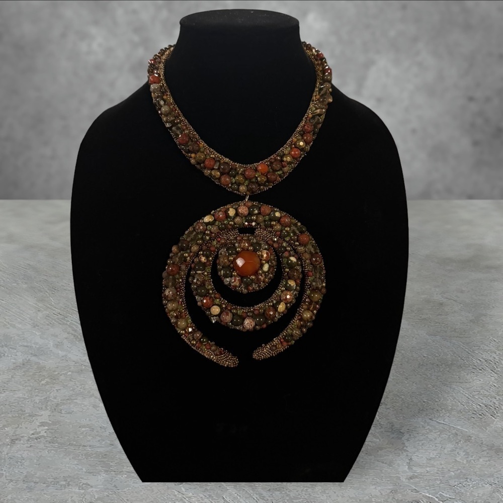 Bib necklace earth tones